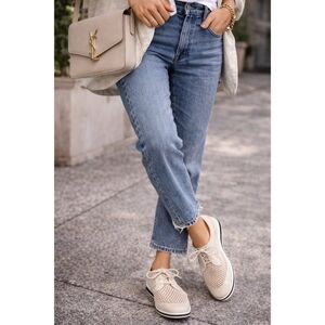 Rebecca Minkoff Leather Mesh Oxford Sneakers Lace Up Comfort Shoes Women’s 7.5 M